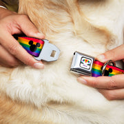 DISNEY Mickey Mouse Pride Ears Icon Full Color White/Multi Color Seatbelt Buckle Collar - Mickey Mouse Ears Icon Rainbow Pride Flag