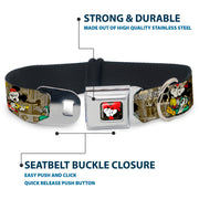 Mickey & Minnie Kiss Heart Full Color Gray Seatbelt Buckle Collar - Mickey & Minnie Croissant de Triomphe Scenes