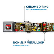 Mickey & Minnie Kiss Heart Full Color Gray Seatbelt Buckle Collar - Mickey & Minnie Croissant de Triomphe Scenes