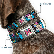 Minnie Mouse Winking CLOSE-UP Full Color Multi Color Seatbelt Buckle Collar - Minnie Mouse Hoody & Headphone Poses Gray/Multi Color