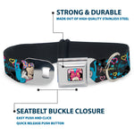 Minnie Mouse Winking CLOSE-UP Full Color Multi Color Seatbelt Buckle Collar - Minnie Mouse Hoody & Headphone Poses Gray/Multi Color
