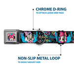 Minnie Mouse Winking CLOSE-UP Full Color Multi Color Seatbelt Buckle Collar - Minnie Mouse Hoody & Headphone Poses Gray/Multi Color