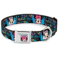 Load image into Gallery viewer, Minnie Mouse Winking CLOSE-UP Full Color Multi Color Seatbelt Buckle Collar - Minnie Mouse Hoody & Headphone Poses Gray/Multi Color
