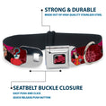 Load image into Gallery viewer, Peter Pan Skull Rock Full Color Black/Burgundy Seatbelt Buckle Collar - Captain Hook Poses/Nautical Elements Burgundy
