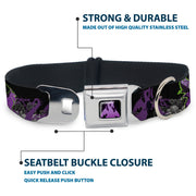 Dragon Maleficent Full Color Black Purple Seatbelt Buckle Collar - Maleficent & Diablo Black Roses/Purples