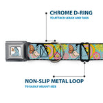 Winnie the Pooh Eeyore Butterfly Pose Full Color White Seatbelt Buckle Collar - Winnie the Pooh Eeyore Butterfly Pose Floral Collage Blue/Pinks/Yellows