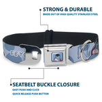 Winnie the Pooh Eeyore Expression Close-Up Blue Seatbelt Buckle Collar - Winnie the Pooh Eeyore Text and Expression Close-Up Dot Blues