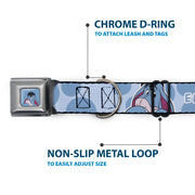 Winnie the Pooh Eeyore Expression Close-Up Blue Seatbelt Buckle Collar - Winnie the Pooh Eeyore Text and Expression Close-Up Dot Blues