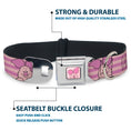 Load image into Gallery viewer, Winnie the Pooh Piglet Expression Close-Up Pink Seatbelt Buckle Collar - Winnie the Pooh Piglet Expression Close-Up Stripe Pinks
