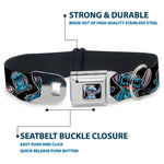 Stitch Face Sketch CLOSE-UP Full Color Black Seatbelt Buckle Collar - Stitch Poses/Hibiscus Sketch Black/Gray/Blue