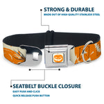 The Nightmare Before Christmas Pumpkin Ivory/Orange Seatbelt Buckle Collar - The Nightmare Before Christmas Jack Pose and Pumpkins Collage Ivory/Orange/Black