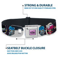 Load image into Gallery viewer, DISNEY VILLAINS Text Full Color Lavender/Black Seatbelt Buckle Collar - Disney 11-Sweet Chibi Villain Poses Polka Dot Black/Lavender
