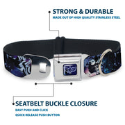 Space Ranger Logo Outline Full Color Blue/White Seatbelt Buckle Collar - Buzz Lightyear Poses Galaxy Blues