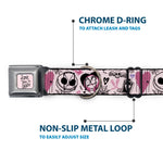 The Nightmare Before Christmas LOVE YOU TO DEATH Full Color Pink/Black Seatbelt Buckle Collar - The Nightmare Before Christmas Jack and Sally Doodles Pinks/Black