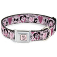 Load image into Gallery viewer, The Nightmare Before Christmas LOVE YOU TO DEATH Full Color Pink/Black Seatbelt Buckle Collar - The Nightmare Before Christmas Jack and Sally Doodles Pinks/Black
