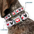 Load image into Gallery viewer, Disney Holiday Mickey and Minnie Mouse Heart Sweater Stitch Full Color Reds Seatbelt Buckle Collar - Disney Holiday Mickey and Minnie Mouse Heart Sweater Stitch White/Red/Black
