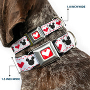 Disney Holiday Mickey and Minnie Mouse Heart Sweater Stitch Full Color Reds Seatbelt Buckle Collar - Disney Holiday Mickey and Minnie Mouse Heart Sweater Stitch White/Red/Black