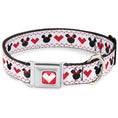 Load image into Gallery viewer, Disney Holiday Mickey and Minnie Mouse Heart Sweater Stitch Full Color Reds Seatbelt Buckle Collar - Disney Holiday Mickey and Minnie Mouse Heart Sweater Stitch White/Red/Black
