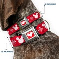Load image into Gallery viewer, Disney Holiday Mickey Mouse Heart Sweater Stitch Full Color Red/White Seatbelt Buckle Collar - Disney Holiday Mickey Mouse Heart Sweater Stitch Red/White
