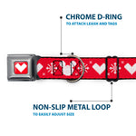 Disney Holiday Mickey Mouse Heart Sweater Stitch Full Color Red/White Seatbelt Buckle Collar - Disney Holiday Mickey Mouse Heart Sweater Stitch Red/White