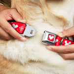 Disney Holiday Mickey Mouse Heart Sweater Stitch Full Color Red/White Seatbelt Buckle Collar - Disney Holiday Mickey Mouse Heart Sweater Stitch Red/White