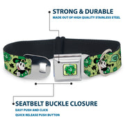 Mickey Mouse St. Patrick's Day Shamrock Full Color Greens Seatbelt Buckle Collar - Mickey Mouse St. Patrick's Day LUCKY ME Leprechaun Pose and Shamrocks Greens
