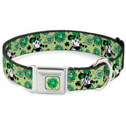 Mickey Mouse St. Patrick's Day Shamrock Full Color Greens Seatbelt Buckle Collar - Mickey Mouse St. Patrick's Day LUCKY ME Leprechaun Pose and Shamrocks Greens