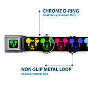 Mickey Mouse Expression2 Full Color Black Neon Green Seatbelt Buckle Collar - Mickey Expressions Black/Multi Neon
