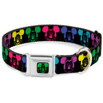 Mickey Mouse Expression2 Full Color Black Neon Green Seatbelt Buckle Collar - Mickey Expressions Black/Multi Neon