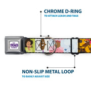 THE PROUD FAMILY Title Logo Full Color White/Purple Seatbelt Buckle Collar - The Proud Family 6-Character Block Poses