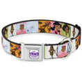 Load image into Gallery viewer, THE PROUD FAMILY Title Logo Full Color White/Purple Seatbelt Buckle Collar - The Proud Family 6-Character Block Poses
