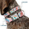 Load image into Gallery viewer, The Little Mermaid Ariel Silhouette Pose Full Color White/Multi Color Seatbelt Buckle Collar - The Little Mermaid Flounder and Sebastian Under the Sea Pinks
