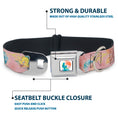 Load image into Gallery viewer, The Little Mermaid Ariel Silhouette Pose Full Color White/Multi Color Seatbelt Buckle Collar - The Little Mermaid Flounder and Sebastian Under the Sea Pinks
