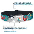 Load image into Gallery viewer, The Little Mermaid Ariel Silhouette Pose Full Color White/Multi Color Seatbelt Buckle Collar - The Little Mermaid Flounder and Sebastian Under the Sea Greens
