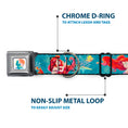 Load image into Gallery viewer, The Little Mermaid Ariel Silhouette Pose Full Color White/Multi Color Seatbelt Buckle Collar - The Little Mermaid Flounder and Sebastian Under the Sea Greens
