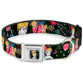 Load image into Gallery viewer, Tinker Bell Sketch Full Color Seatbelt Buckle Collar - Tinker Bell Poses/Sleeping Floral Collage
