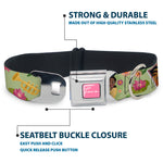 The Princess and the Frog TIANA Script Full Color Pink/White Seatbelt Buckle Collar - The Princess and the Frog Tiana's Place Collage Greens/Pinks