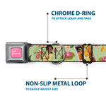 The Princess and the Frog TIANA Script Full Color Pink/White Seatbelt Buckle Collar - The Princess and the Frog Tiana's Place Collage Greens/Pinks