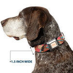 MOANA Title Logo Full Color Beige/Coral Seatbelt Buckle Collar - Moana Pose and Icons Collage Pink