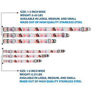 MOANA Title Logo Full Color Pinks Seatbelt Buckle Collar - Moana and Hei Hei Poses with Flowers Beige/Orange