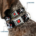 Load image into Gallery viewer, Apple Glow Full Color Black Red Seatbelt Buckle Collar - SNOW WHITE Apple Poses/Butterflies Black/Gray/Red
