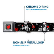 Apple Glow Full Color Black Red Seatbelt Buckle Collar - SNOW WHITE Apple Poses/Butterflies Black/Gray/Red