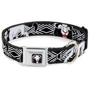 Simba Face Full Color Black/White/Red Seatbelt Buckle Collar - Lion King Scar Poses White/Black