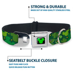 Mickey Silhouette Full Color Black Green Seatbelt Buckle Collar - St. Patrick's Day Mickey Collage Greens