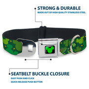 Mickey Silhouette Full Color Black Green Seatbelt Buckle Collar - St. Patrick's Day Mickey Collage Greens