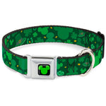 Mickey Silhouette Full Color Black Green Seatbelt Buckle Collar - St. Patrick's Day Mickey Collage Greens