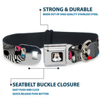 Mickey Mouse Expression3 Full Color Black Seatbelt Buckle Collar - Mickey & Minnie Peek-a-Boo Expressions Swirl Black/White