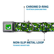 Monsters Eye CLOSE-UP Seatbelt Buckle Collar - Monsters Inc. Eye Collage Weathered Greens/Blues