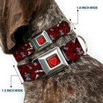 Queen's Heart Full Color Reds Gold Seatbelt Buckle Collar - Queen of Hearts Poses/Hearts/Cards Reds/Black