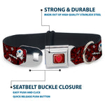 Queen's Heart Full Color Reds Gold Seatbelt Buckle Collar - Queen of Hearts Poses/Hearts/Cards Reds/Black